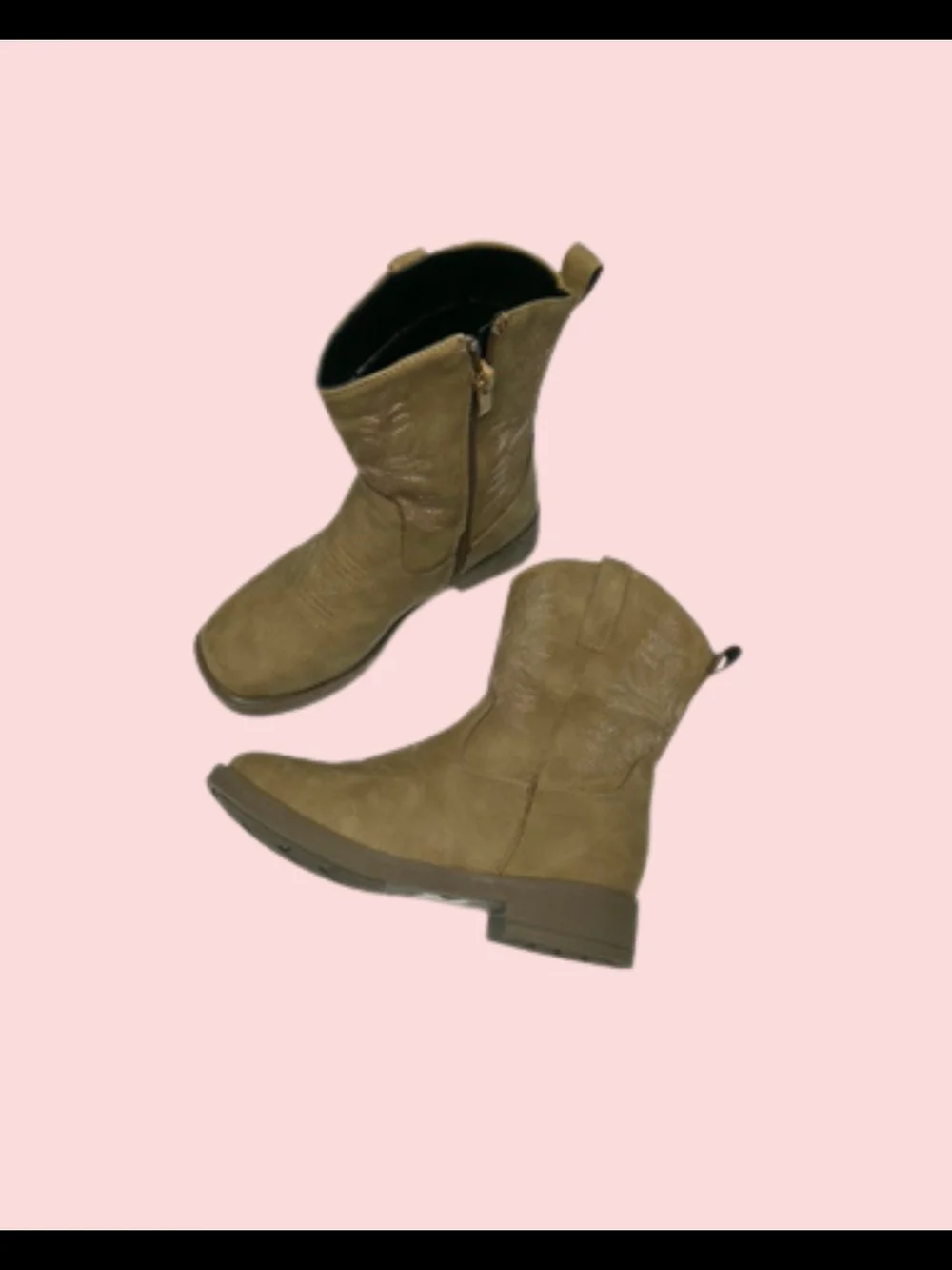 Girl’s Tan Western Short Boots - Classic Comfort